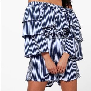 Ruffle Striped Playsuit